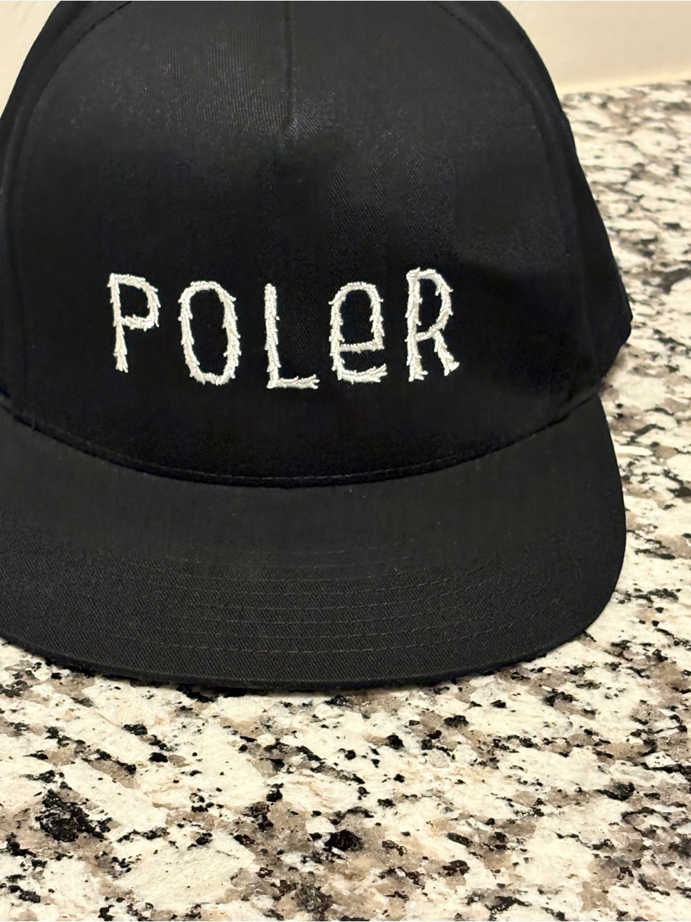 NWT Poler Stuff Furry Font Snapback Hat Black Camp Vibes Embroidered Cap Mens